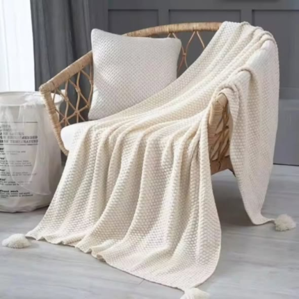 knitted tassel throw blanket