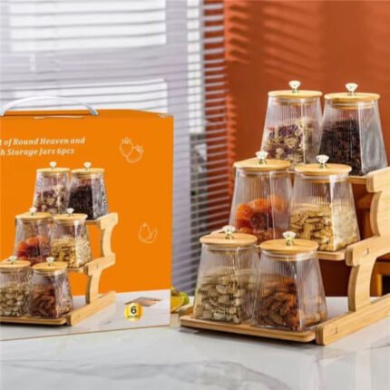 6Pcs Airtight Borosilicate glass storage jar set