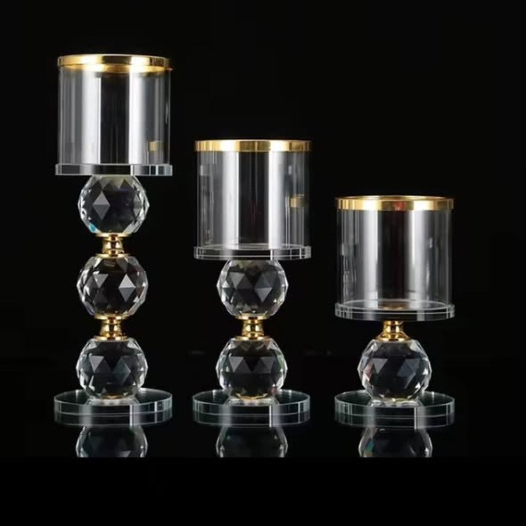 3pcs Crystal Glass Candle Holder