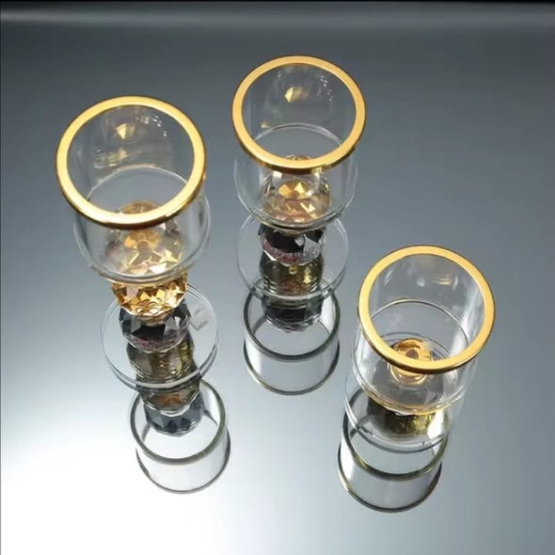 3pcs Crystal Glass Candle Holder