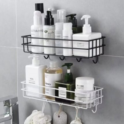 Punch Free Bathroom Shelf Storage Rack Organizer