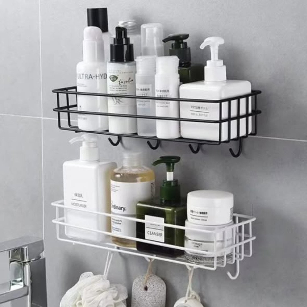 Punch Free Bathroom Shelf Storage Rack Organizer