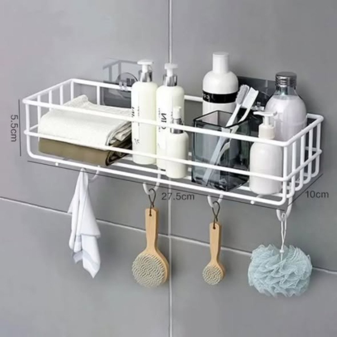 Punch Free Bathroom Shelf Storage Rack Organizer
