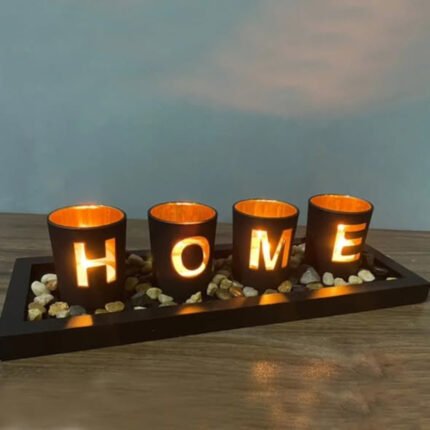HOME branded 4pc glass candle holder set