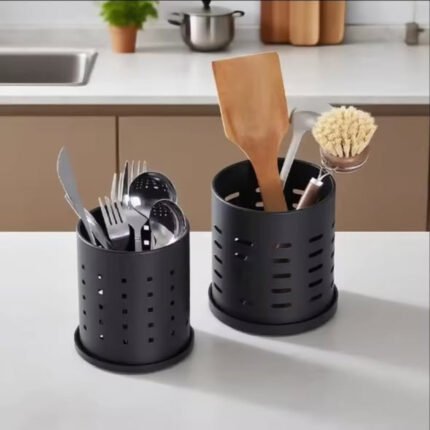 Black stainless steel cutlery holder