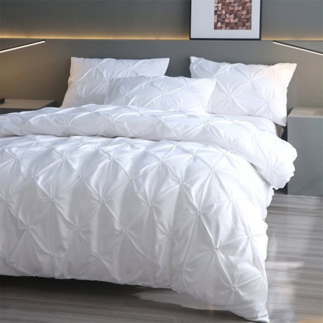 3 pcs Pinch Pleat Cross Pintuck Duvet cover set