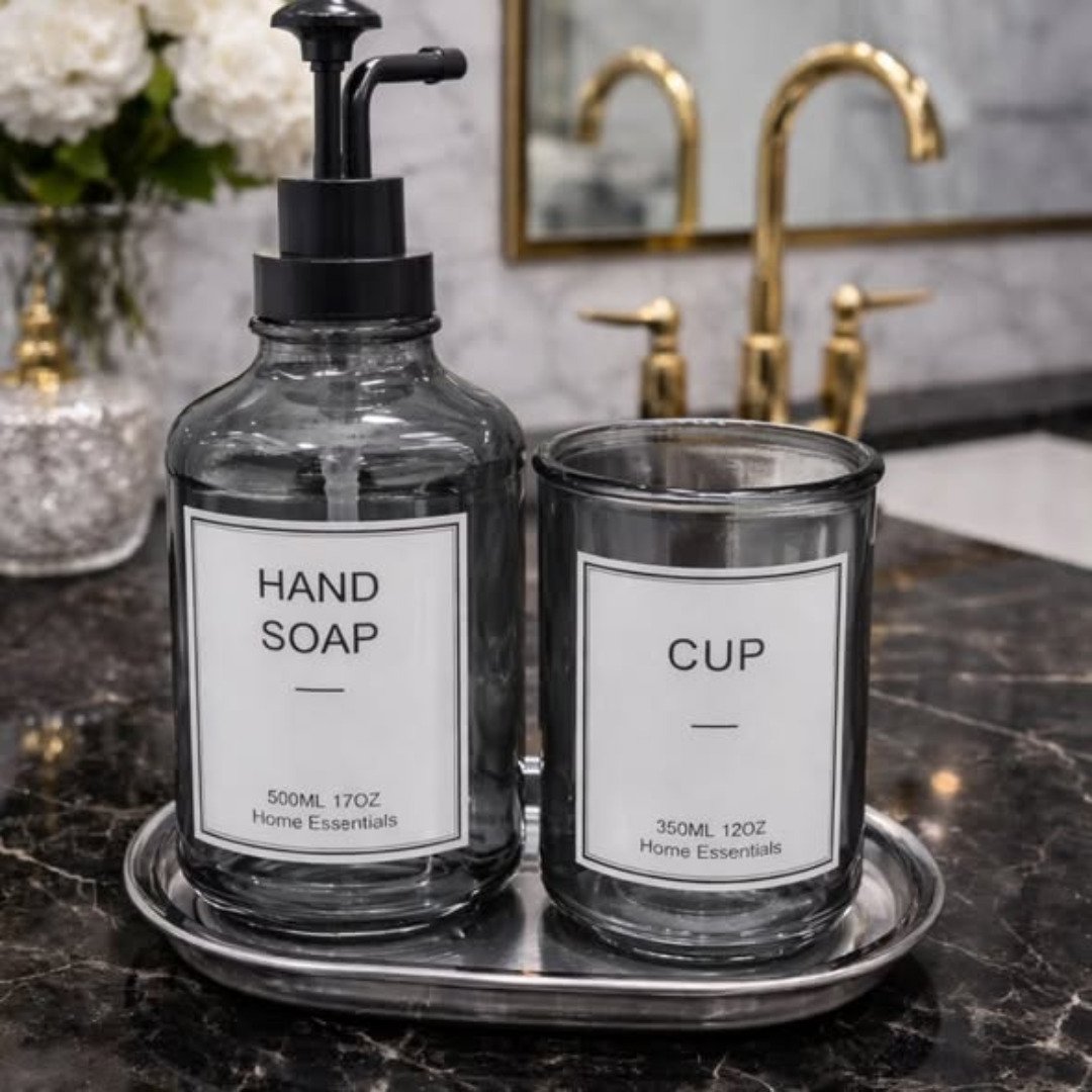 3Pcs sleek Glass hand soap dispenser