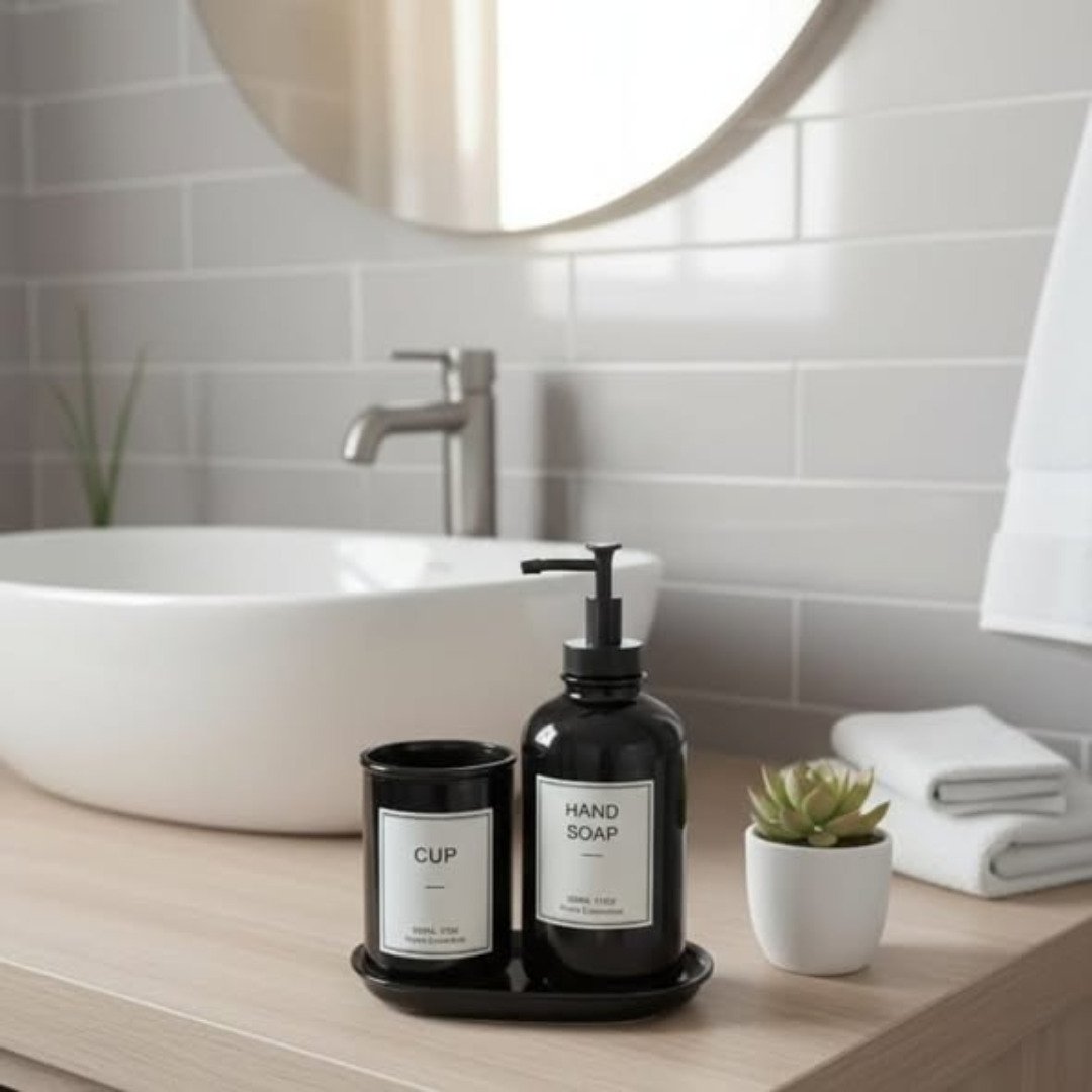 3Pcs sleek Glass hand soap dispenser