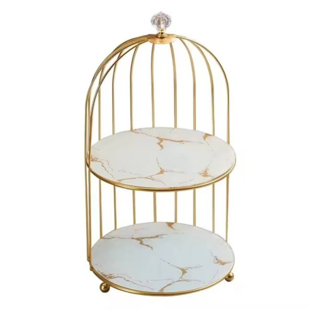 2 Tier Luxury Marble Textured Makeup Organizer