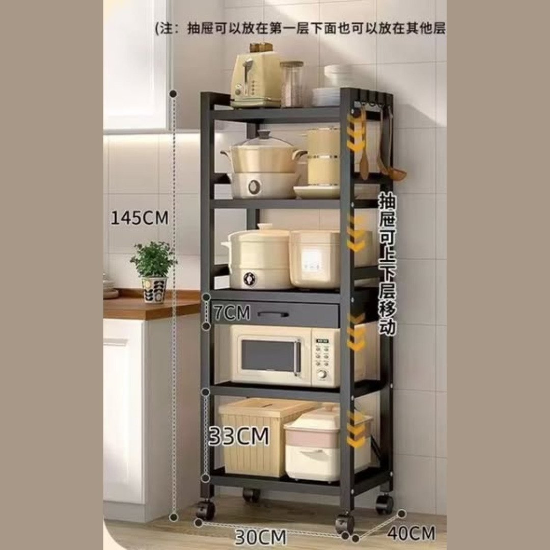 5 tier metallic Kitchen rack