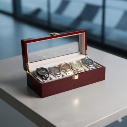 Luxurious glossy wooden watch case