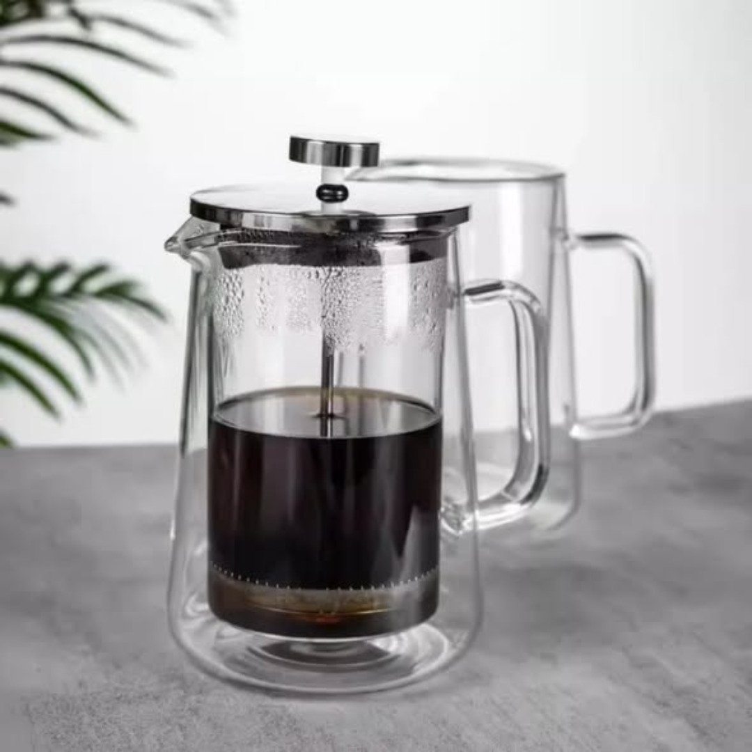 Double walled borosilicate French press coffee maker