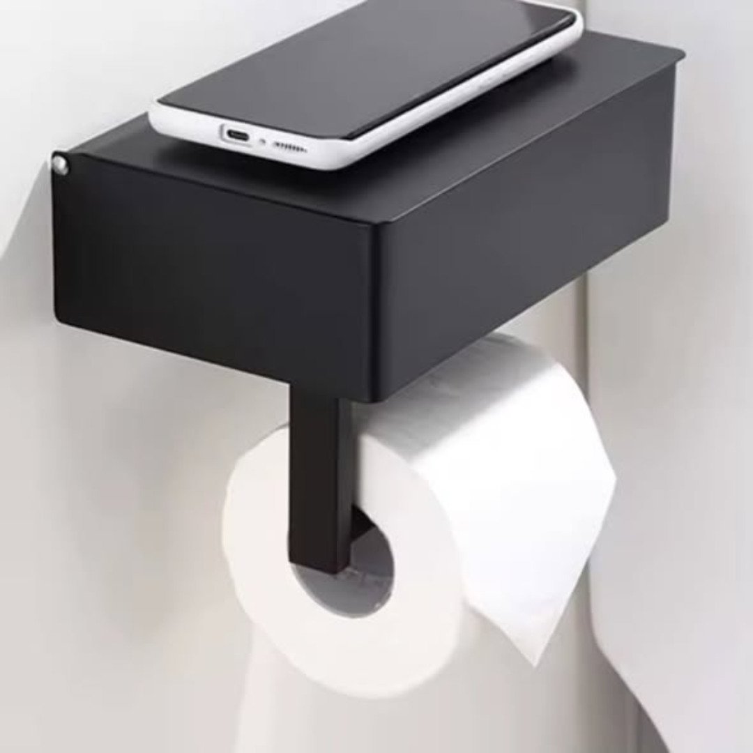 Stainless Steel Roll Paper Rack with Storage Box