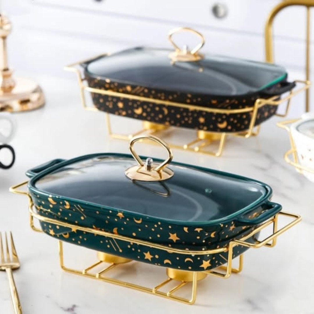 3 Pcs Ceramic Chafing Dish Set