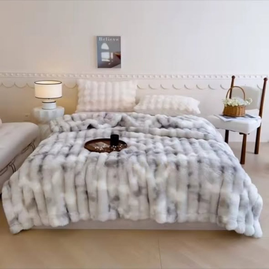 Dyed Soft Bubble Winter Throw Blanket Plain