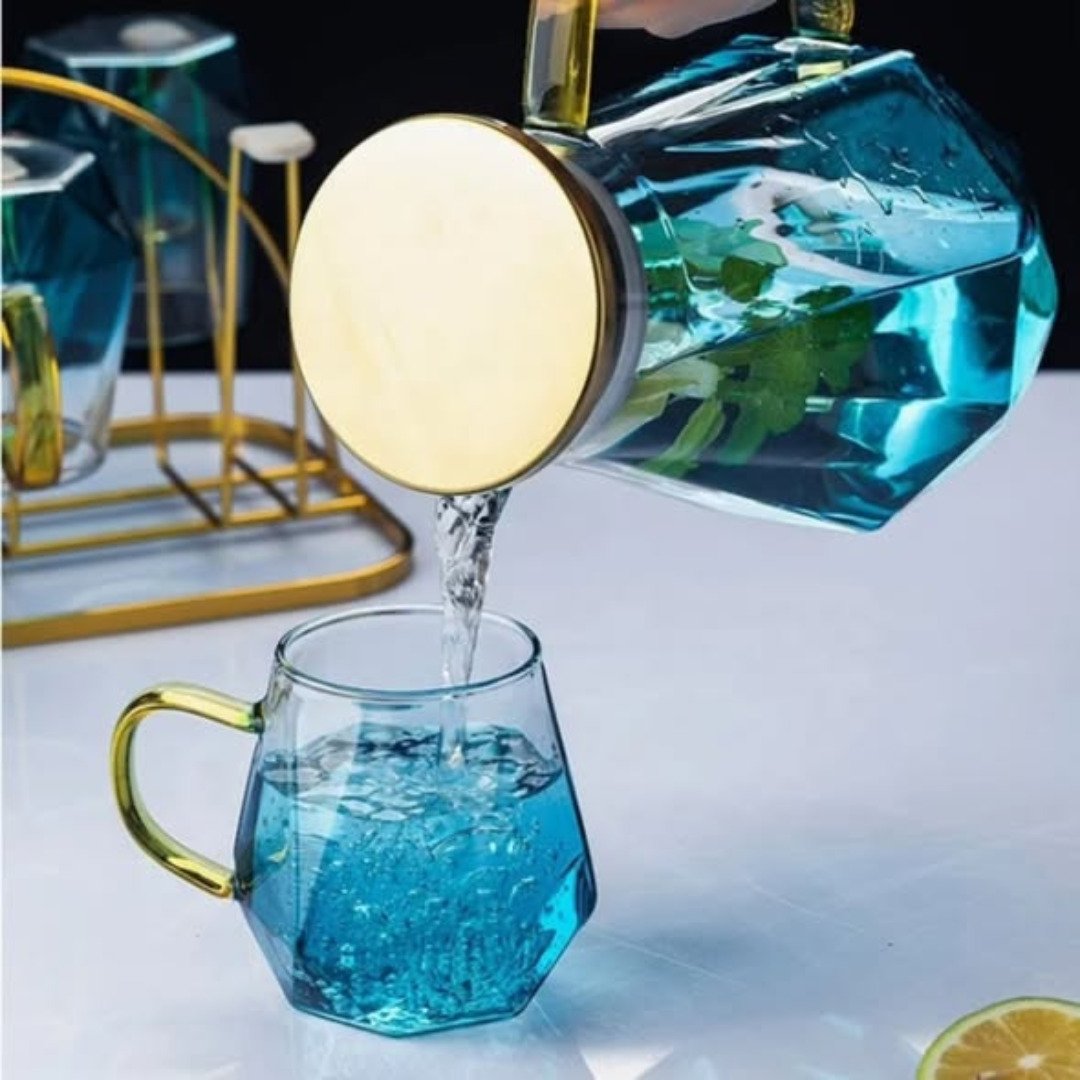 Diamond Textured Glass Teapot Set