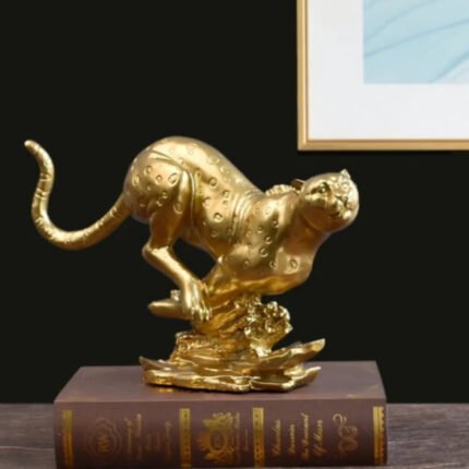 Gold Resin Leopard Statue