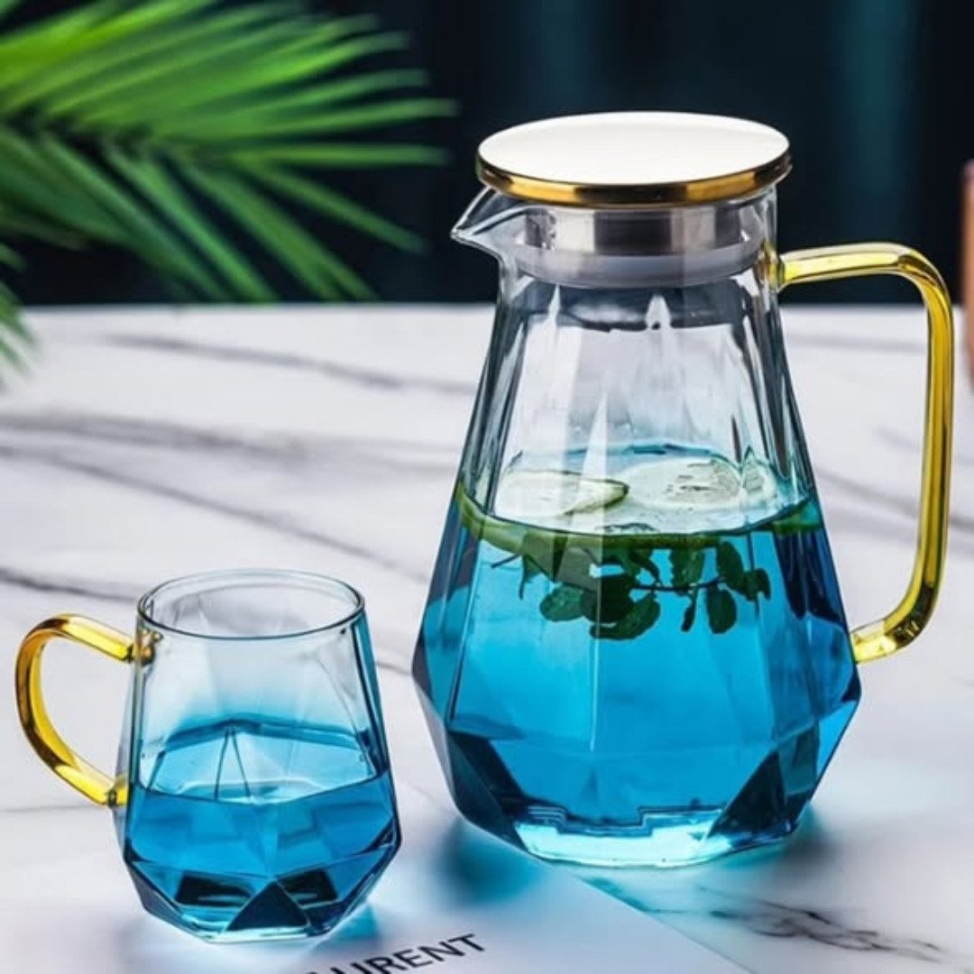 Diamond Textured Glass Teapot Set