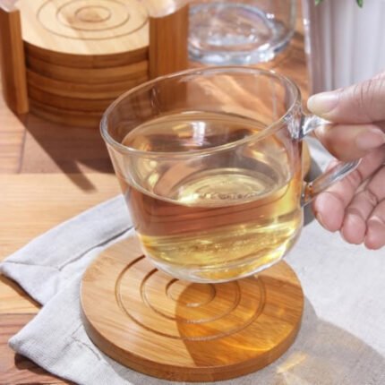 6PCS Round Bamboo Coaster Set