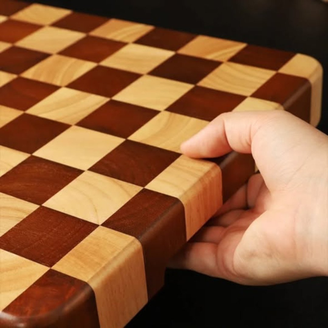 Wooden checked chopping board