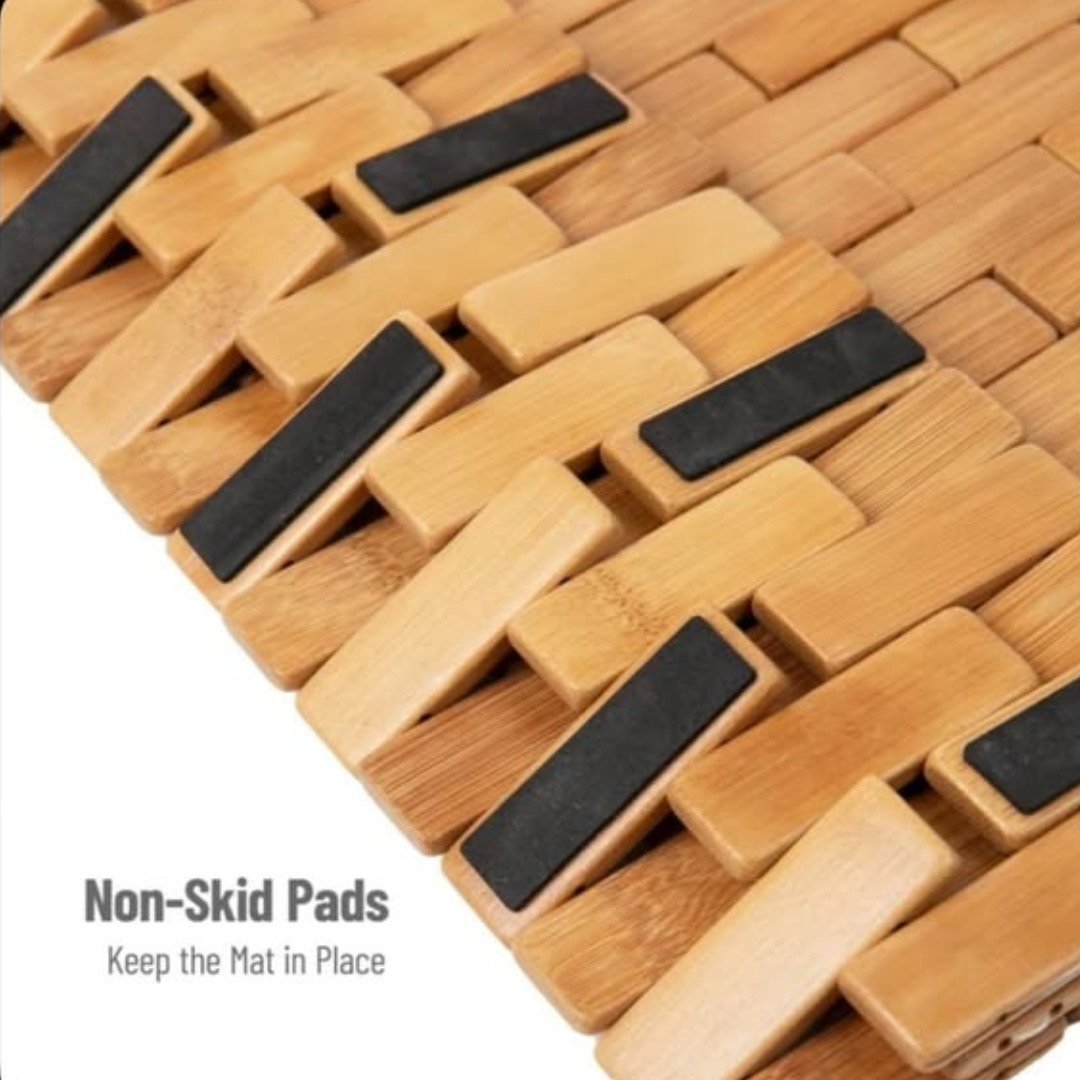 Bamboo Wood Bath Mat 40x60Cm