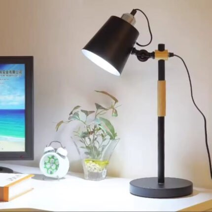 Modern Nordic Wood and Metal Desk Lamp
