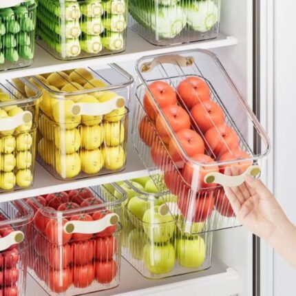 Stackable acrylic fridge containers with handles