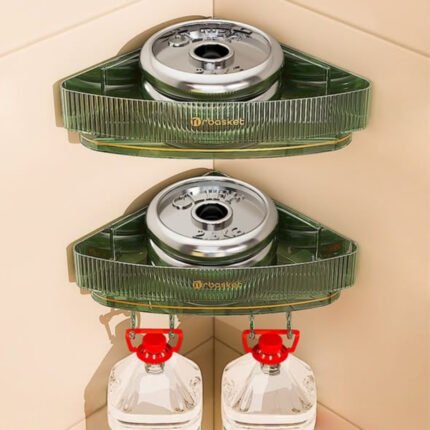 Acrylic Corner Shelf with Towel Bar and Hooks