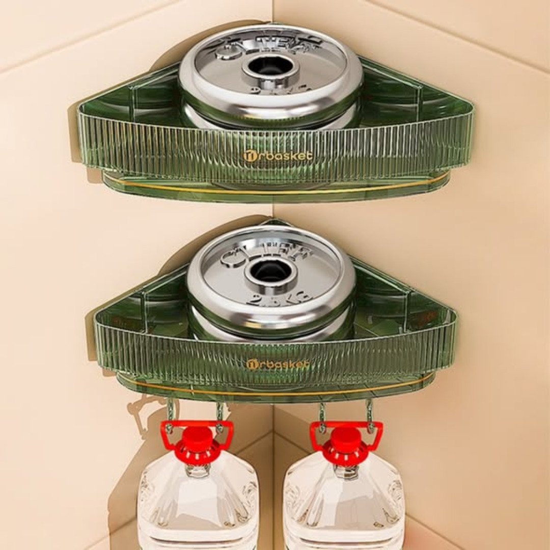 Acrylic Corner Shelf with Towel Bar and Hooks