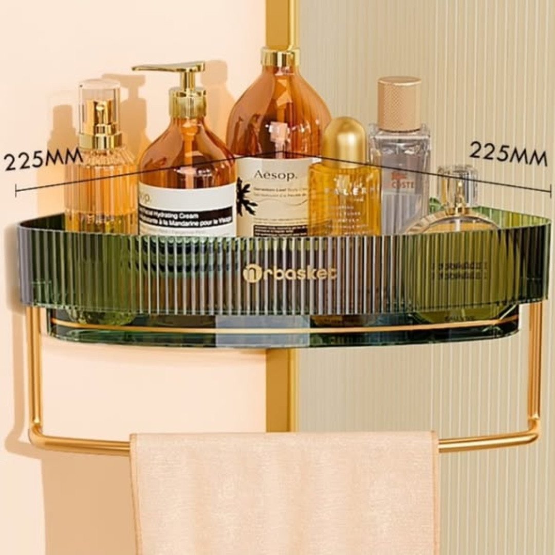Acrylic Corner Shelf with Towel Bar and Hooks