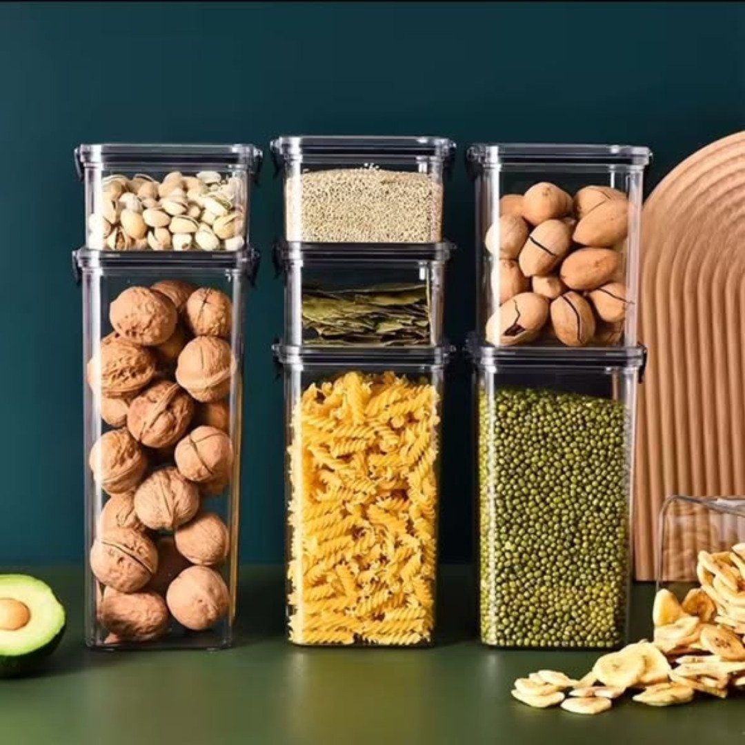 8pcs Airtight Transparent Acrylic Cereal Food/Pantry Storage Containers