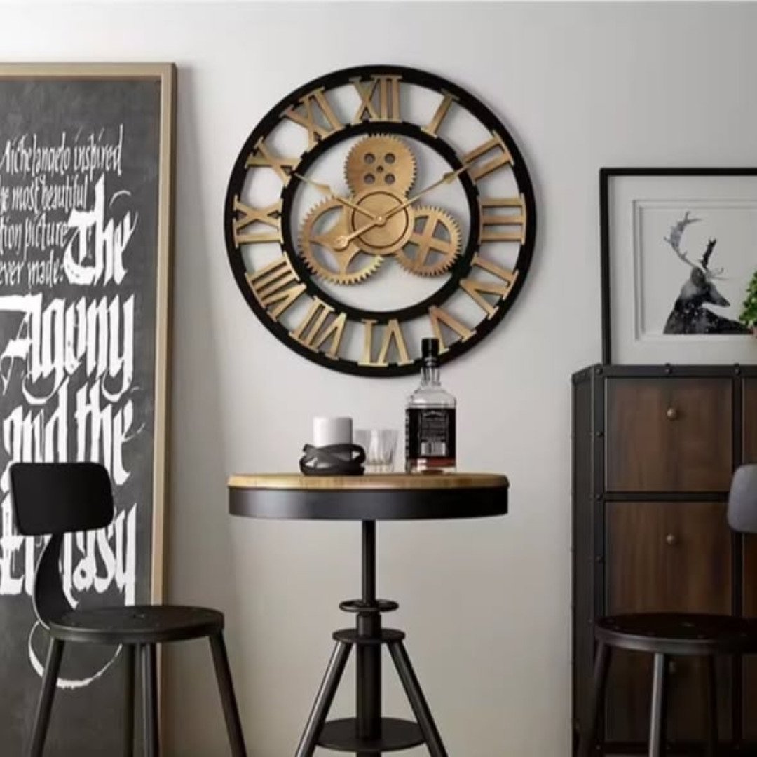 3D Roman Vintage Gear Pocket wall clock