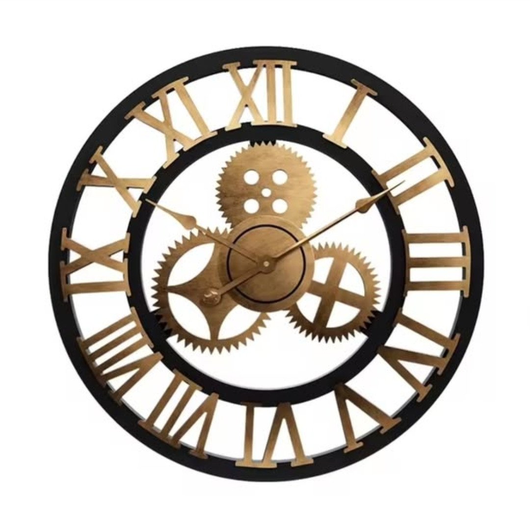 3D Roman Vintage Gear Pocket wall clock