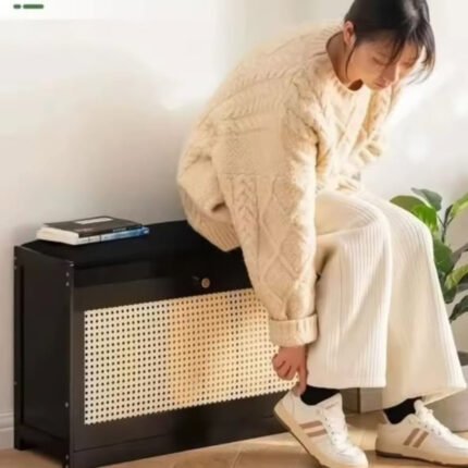 Wooden stool with bucket flip shoe cabinet