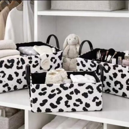 3 Piece Stylish Zebra and Cow Print Storage Baskets
