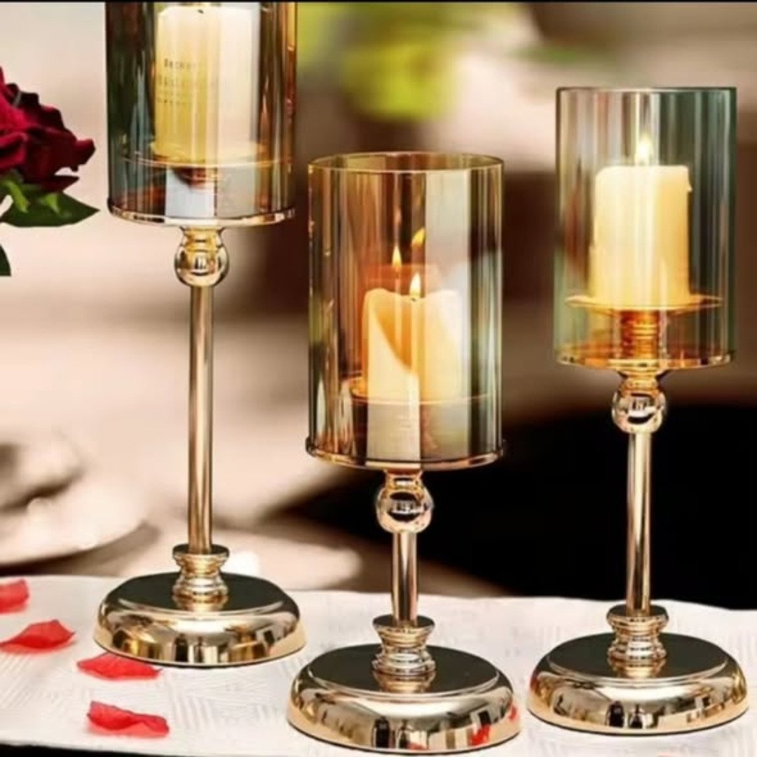 3pc set Candle Candlestick Luxury Glass