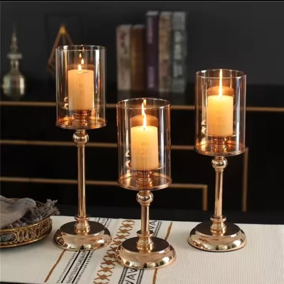 3pc set Candle Candlestick Luxury Glass