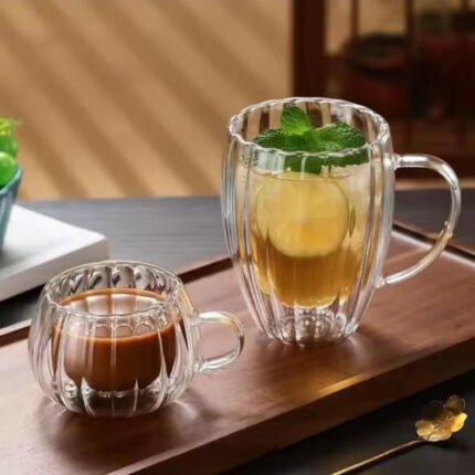 Stripe Double Wall Glass Mug