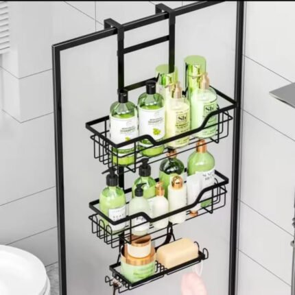 Drill-Free Bathroom Shelf Over Door Hanging Organizer