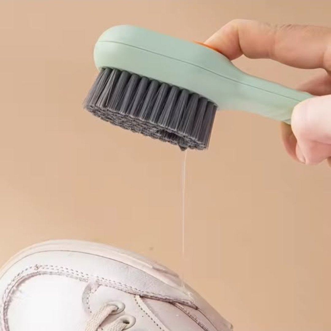 Shoe Cloth Scrub Brush with Soap Dispenser