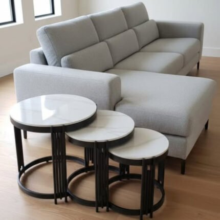 3pc Round Marble Nesting Tables