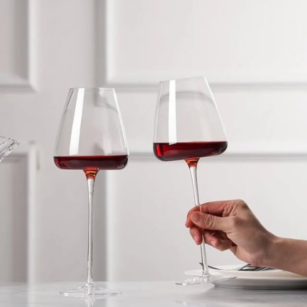 Long stem luxurious wine glasses