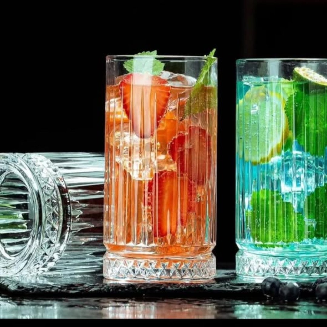 High borosilicate ribbed water/juice glasses