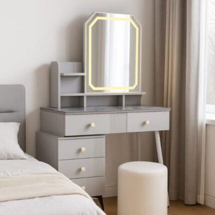 Retractable Dressing Table with LED Light