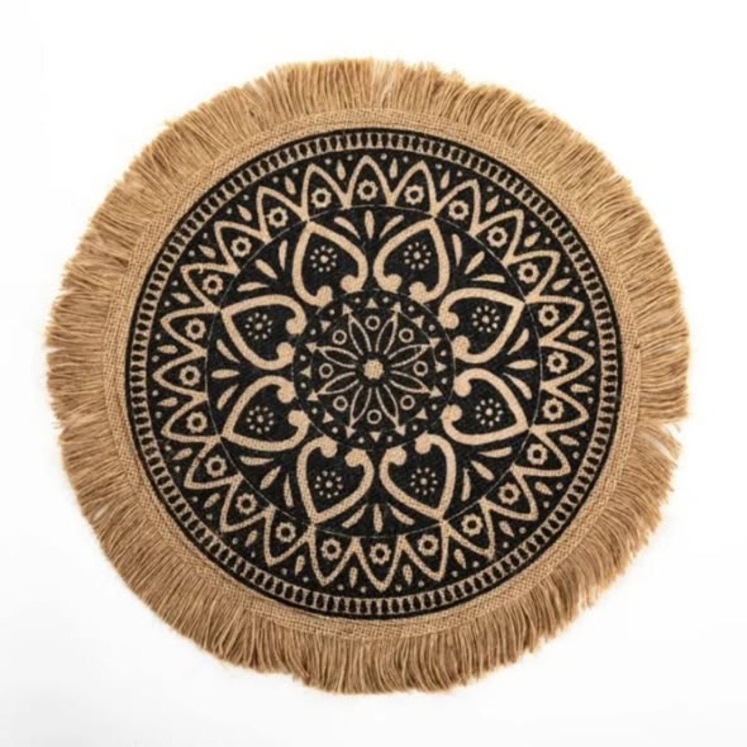 6 pc Boho Style Jute Table Place Mats
