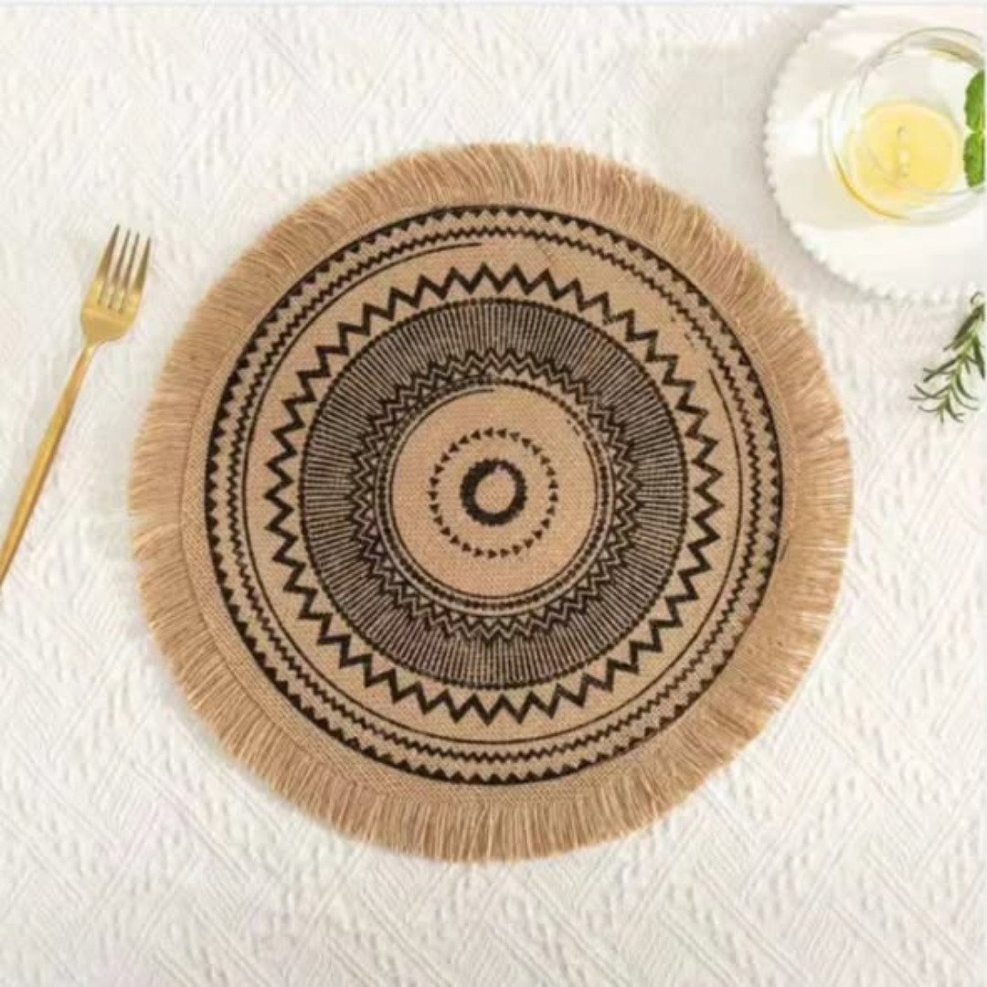 6 pc Boho Style Jute Table Place Mats