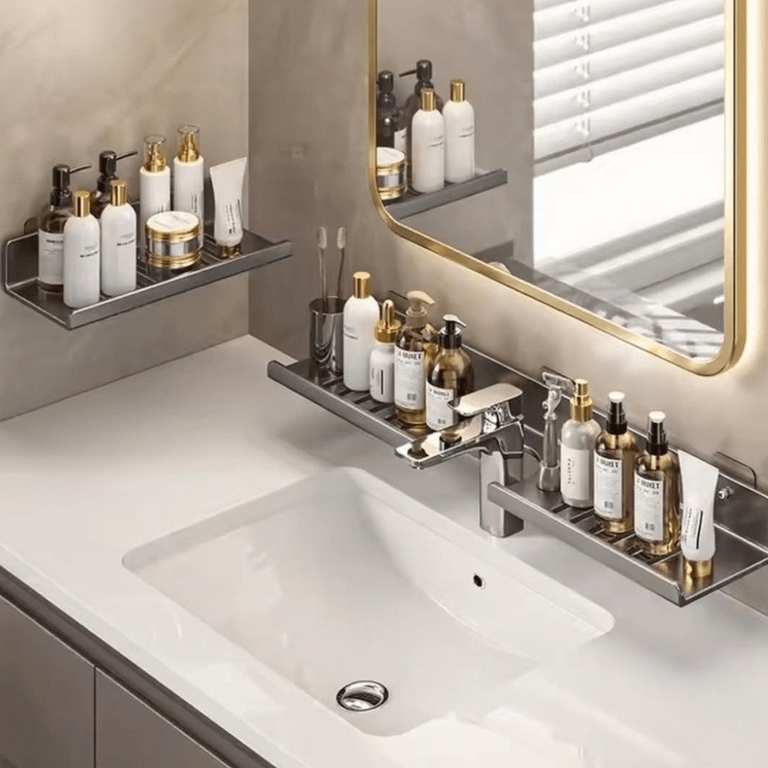 Premium Aluminum Wall-Mounted Bathroom Organizer