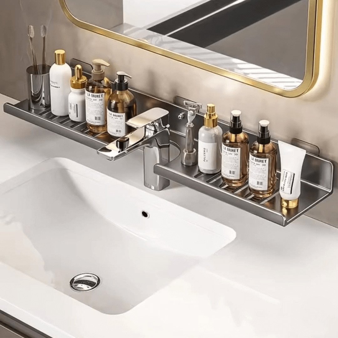 Premium Aluminum Wall-Mounted Bathroom Organizer