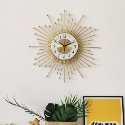 Sun-Shaped Metal Wall Clock
