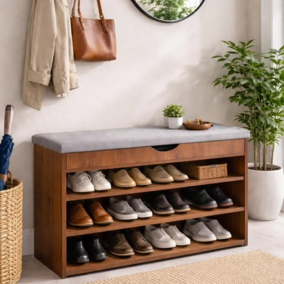 3-Tier shoe rack Wooden Storage Bench